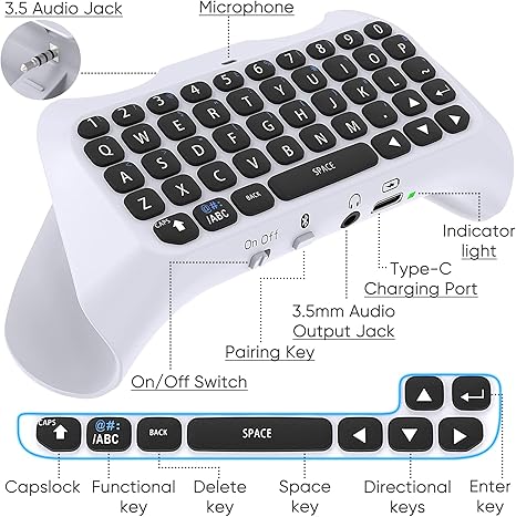 Wireless Mini Keyboard for PS5 Controller